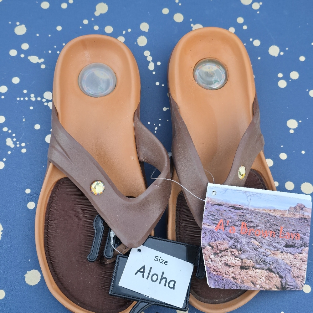 Hawaiian Jellys Pool Flip-flops Brown Women's Sandals Sz 6
